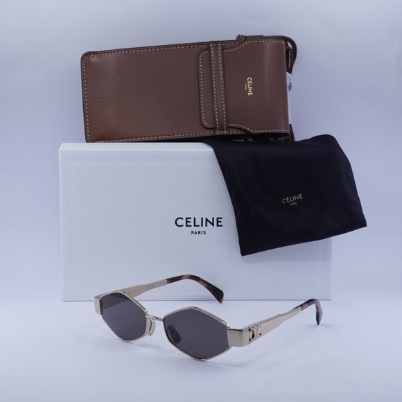 Celine CL40254U 28A Geometric Sunglasses – Rose Gold/Smoke - Picture 1 of 12